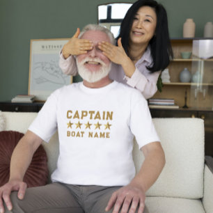 Gold 3-D Stars Custom Text Nautical Design T-Shirt