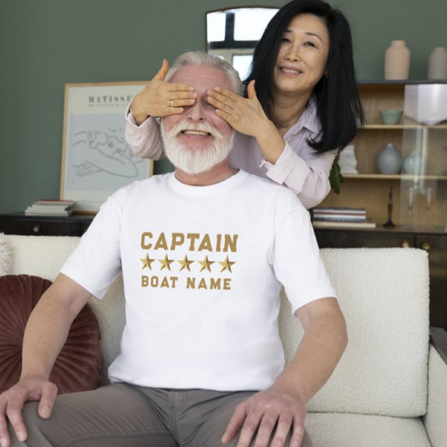 Gold 3-D Stars Custom Text Nautical Design T-Shirt (Creator Uploaded)