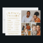 Gold 3 Photo Collage Funny Post Covid Christmas Holiday Card<br><div class="desc">Send cheer and a little humour this holiday season with these fun post-COVID inspired Christmas 3 photo collage flat cards. They feature "The 12 Days of Freedom, " with an ornament replacing the 'O' in the word Freedom, as well as some little music note accents. There's so much to be...</div>