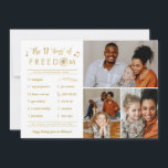 Gold 3 Photo Collage Funny Post Covid Christmas Holiday Card<br><div class="desc">Send cheer and a little humour this holiday season with these fun post-COVID inspired Christmas 3 photo collage flat cards. They feature "The 12 Days of Freedom, " with an ornament replacing the 'O' in the word Freedom, as well as some little music note accents. There's so much to be...</div>
