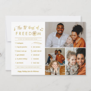 Gold 3 Photo Collage Funny Post Covid Christmas Holiday Card