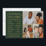 Gold 3 Photo Collage Funny Post Covid Christmas Holiday Card<br><div class="desc">Send cheer and a little humour this holiday season with these fun post-COVID inspired Christmas 3 photo collage flat cards. They feature "The 12 Days of Freedom, " with an ornament replacing the 'O' in the word Freedom, as well as some little music note accents. There's so much to be...</div>