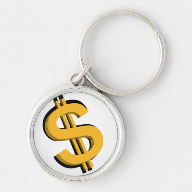 Gold 3D Dollar Sign Keychain (Front)