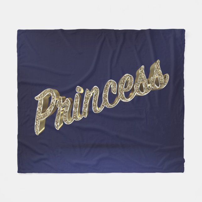 Gold 3D Princess Fleece Blanket (Front (Horizontal))