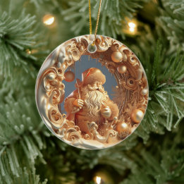 Gold 3d Santa clause Ceramic Tree Decoration