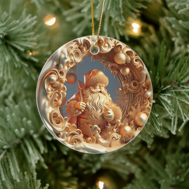 Gold 3d Santa clause Ceramic Tree Decoration (Tree)