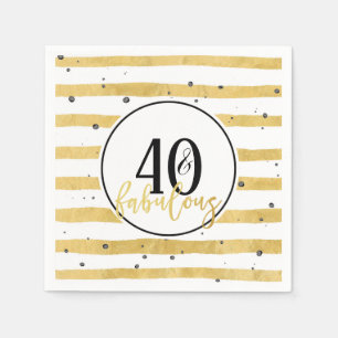 Gold 40 and Fabulous 40th Birthday Party Napkins