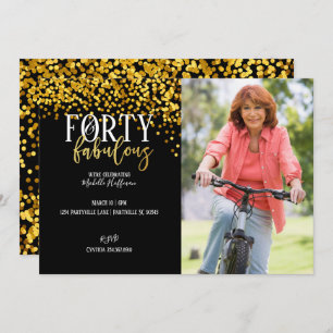 Gold 40 & Fabulous 40th Birthday Party Invitations