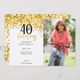 Gold 40 & Fabulous 40th Birthday Party Invitations