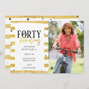 Gold 40 & Fabulous 40th Birthday Party Invitations