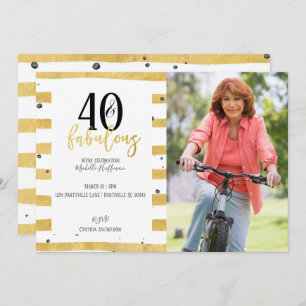 Gold 40 & Fabulous 40th Birthday Party Invitations