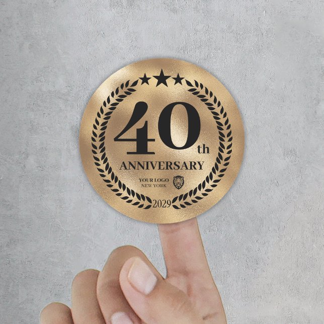 Gold 40th Anniversary Business Logo Commemorative Classic Round Sticker (Gold 40th Anniversary Business Logo Commemorative Classic Round Sticker
)