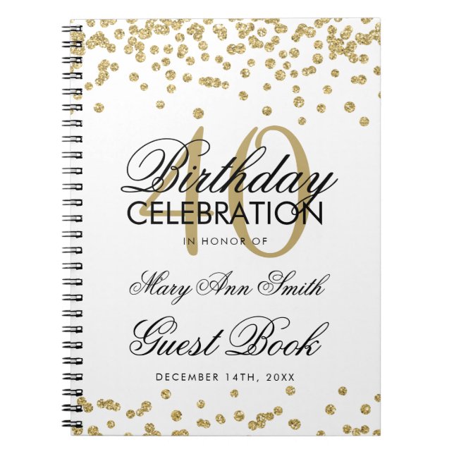 Gold 40th Birthday Guest Book Confetti (Front)