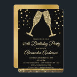 Gold 40th Birthday Party Diamond Champagne Glass Invitation<br><div class="desc">Gold Fortieth Birthday Party Diamond Champagne Glass Party Invitation. The Gold and Black 40th Birthday Party Invitation is perfect for a modern 40th Birthday Party.</div>