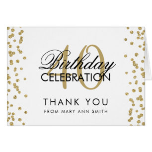 Gold 40th Birthday Thank you Glitter Confetti