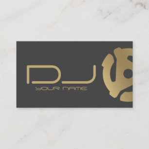 Gold 45 Record Adapter Logo DJ Business Card