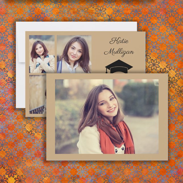 Gold 4 Photo Graduation Save Date 2022 Front Back (Creator Uploaded)