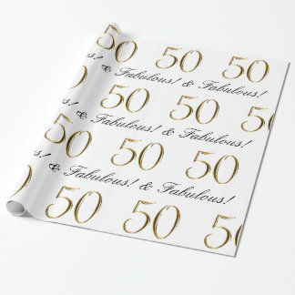 Gold 50 and Fabulous | 50th Birthday Gift Wrapping Paper