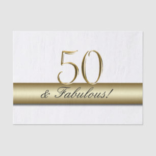 Gold 50 and Fabulous   50th Birthday Tissue Paper