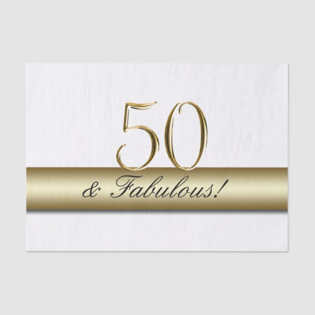 Gold 50 and Fabulous | 50th Birthday Tissue Paper (Front)