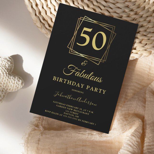 Gold 50 and Fabulous Birthday Invitation (Creator Uploaded)