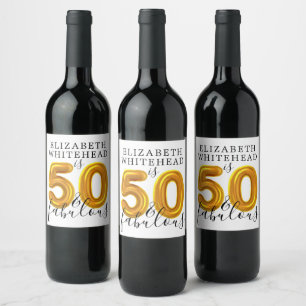 Gold 50 and Fabulous Birthday Party Wine Label