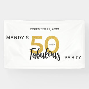 Gold 50 and Fabulous Personalised 50th Birthday Banner