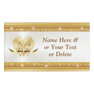 Gold 50th Anniversary Custom Magnetic Name Tags