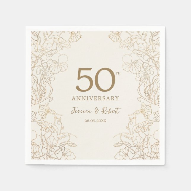 Gold 50th Anniversary Napkin (Front)