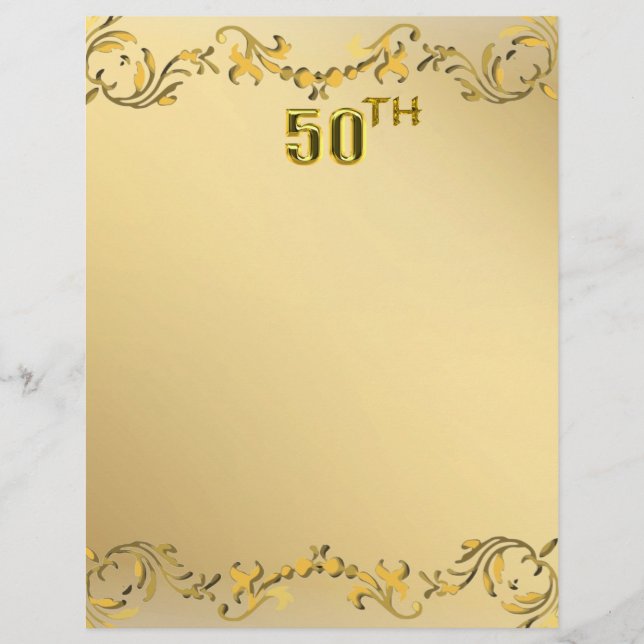 Gold 50th Anniversary Or Birthday Antique Flyer (Front)