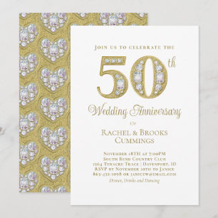 Gold 50th Anniversary Party Invitation