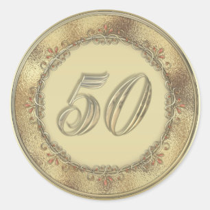 Gold 50th Anniversary Party Seal Labels