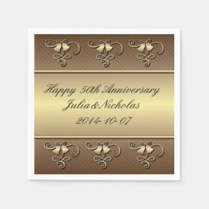 Gold 50th Anniversary Personalised Napkins