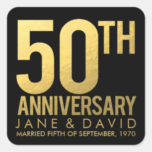 Gold 50th Anniversary Personalised Stickers