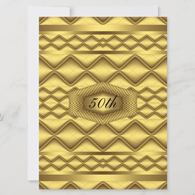 Gold   50th Birthday  Anniversary Party Invitation (Front)