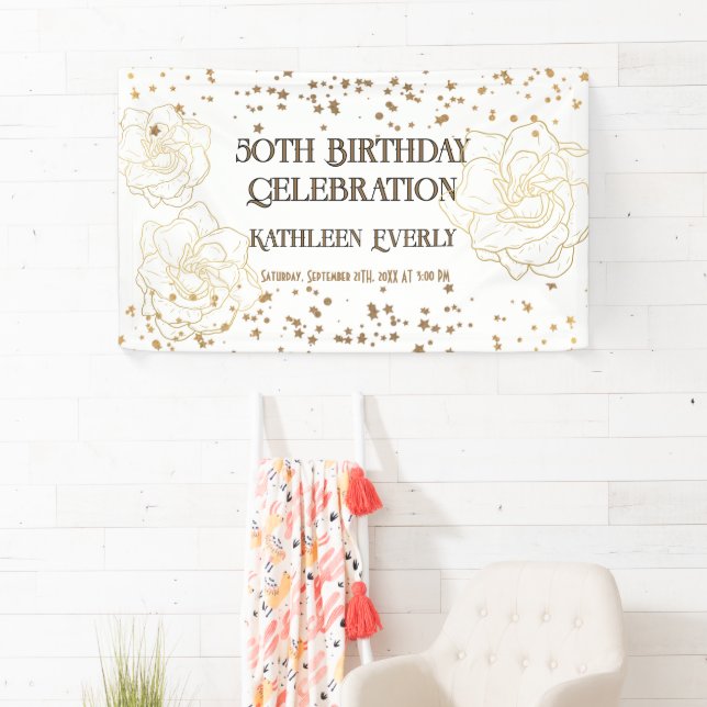 Gold 50th Birthday Celebration  Banner (Insitu)