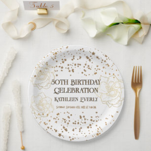 Gold 50th Birthday Celebration  Paper Plate