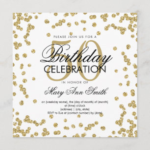 Gold 50th Birthday Elegant Glitter Confetti Invitation
