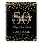 Gold 50th Birthday Guestbook Confetti Black