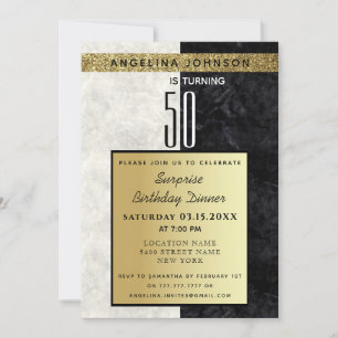 Gold 50th Birthday Invitation