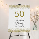Gold 50th Birthday Party Decoration Welcome Sign