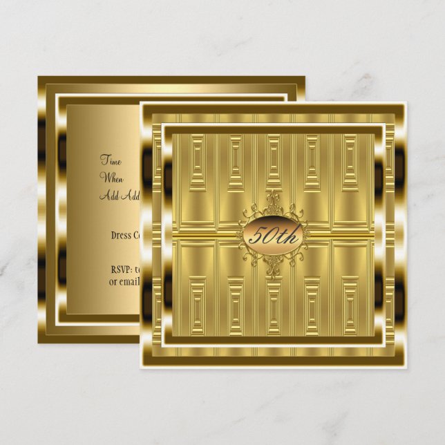 Gold 50th Birthday Party  Invitation Gold (Front/Back)