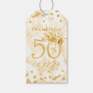Gold 50th Birthday Thank You Modern Marble Gift Tags
