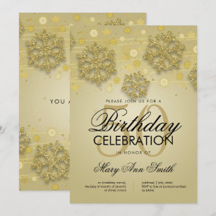Gold 50th Birthday Winter Glitter Glam Invitation