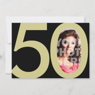 Gold 50th Photo Birthday or Other Party Invitation