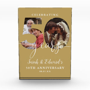 Gold 50th Wedding Anniversary 2 Photo Block