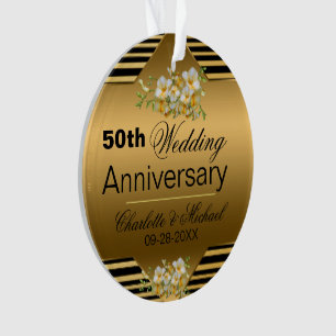 Gold 50th Wedding Anniversary acrylic Ornament
