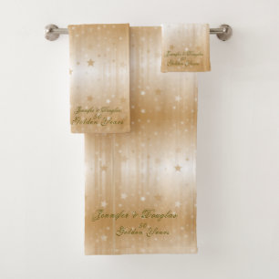 Gold 50th Wedding Anniversary Bath Towel Set