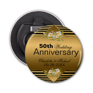 Gold 50th Wedding Anniversary Bottle Opener