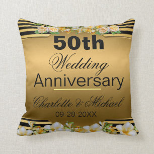 Gold 50th Wedding Anniversary Cushion